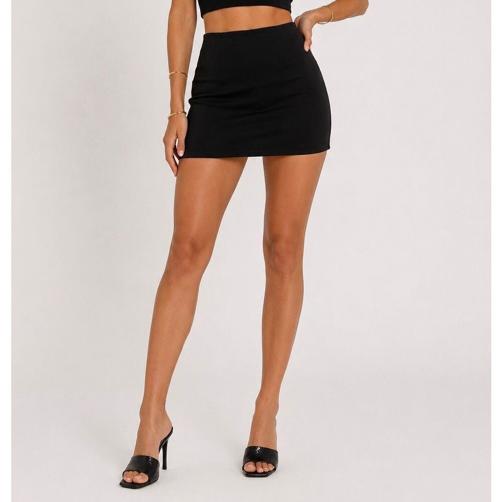 Windsor Black Stretch Mini Skirt S Y2K Going Out Bodycon Clubwear